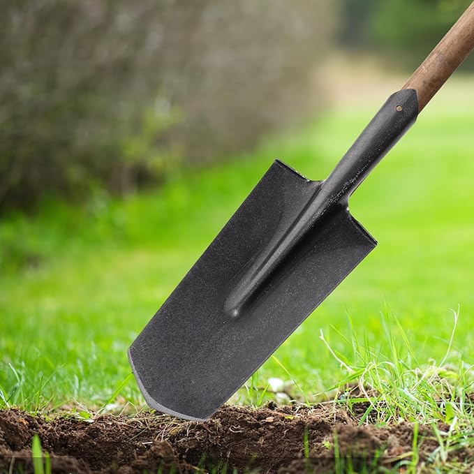 Heavy-Duty Manganese Steel Narrow-Head Tree Shovel for Gardening and Planting, Thickened Classic Spade with Sharp Tip, Soil Digging Tool for Lawn and Farm Use