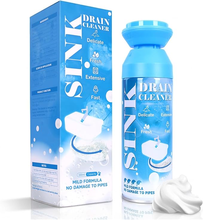 Foaming Drain Cleaner - Sink Cleaner and Deodorizer for Kitchen Sinks, Shower Drains, and Tubs, Monthly Maintenance to Avoid Clogs. (1pcs, blue)