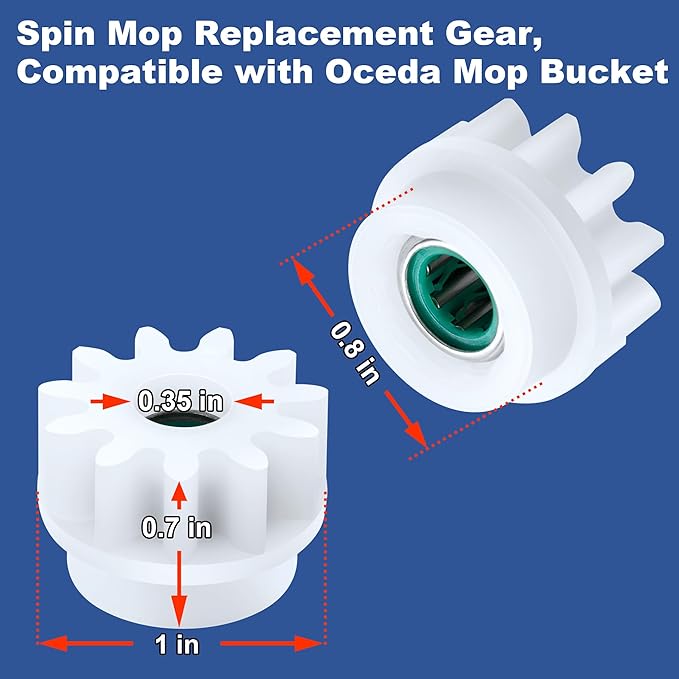2 Pcs Spin Mop Bucket Replacement Gear Compatible with Ocedar Mop Bucket Pedal Only One Way Bearing Repair Parts