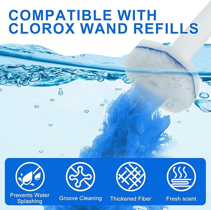 30 Count Toilet Wand Refills for Clorox, Disposable Toilet Wand Refill Compatible with Clorox ToiletWand Clean System, Upgrade Fiber Bowl Cleaner Brush for Closestool Cleaning.（not included brush rod）
