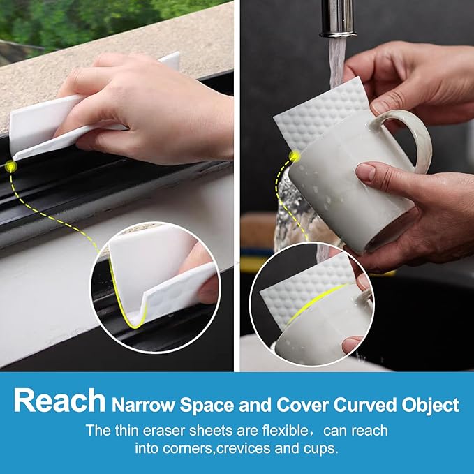 52 PCS Magic Sponge Eraser Sheets,Upgrade Convex Point Melamine Sheets，Disposable Portable Magic Cleaning Eraser Thin Wipes for Kitchenware Bathroom Shoe Sink Car Interiors Hard-to-Reach Places