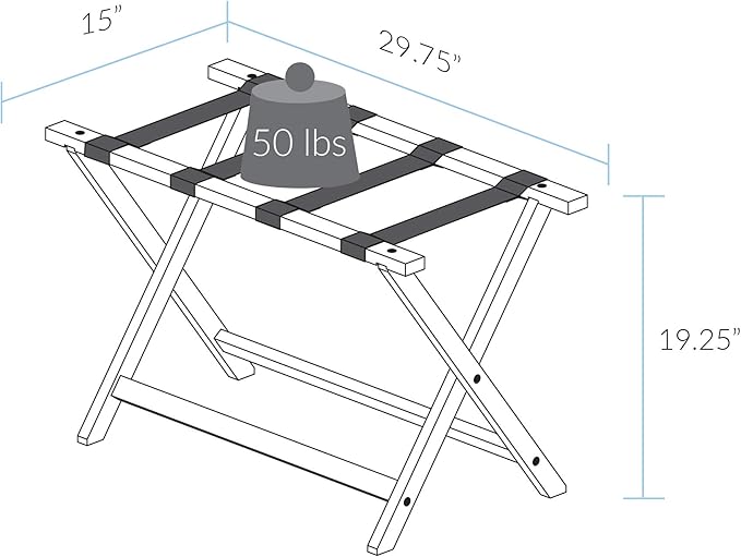 Heavy Duty 30" Extra Wide Luggage Rack - Walnut