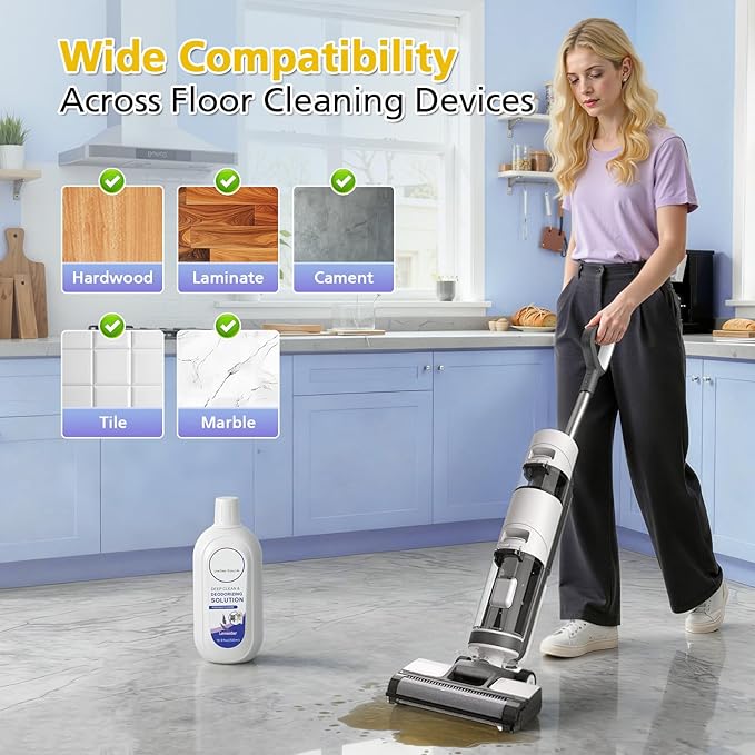 2 Pack Floor Cleaning Solution for Tineco, Lavender Scent, Deep Cleans Multiple Hard Floors for iFLOOR Series, FLOOR ONE S3 / S5 / S6 / S7 / S9 Artist Series Wet Dry Vacuum (33.8 OZ)