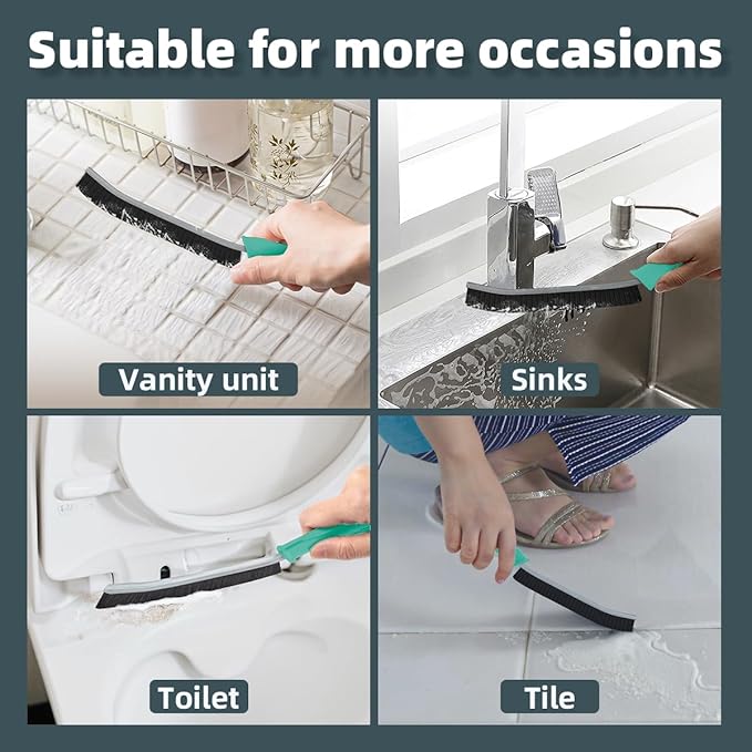 Toilet Brush, 4Pcs Bathroom Cleaning Brush, Toilet Scrubber, Deep Toilet Bowl Brush with Hanging Hole, Multifunctional Gap Cleaning Brush, Bristles for Kitchen Sinks, Tub,Shower (4, Mint)