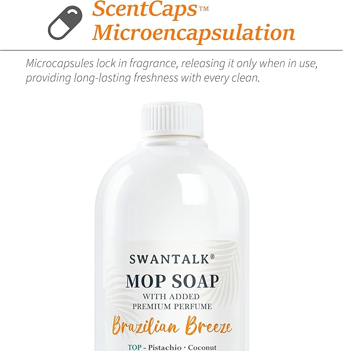 Mop Soap with Long Lasting Premium Perfume, 4X Concentrated Floor Cleaner, Multi Surface Solution for Hardwood, Tile, LVP, Laminate, Pet Friendly, 32 fl oz (Brazilian Breeze)