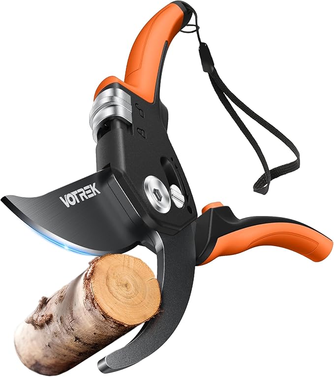 8.5" Pruning Shears for Gardening, 【Unique Stepless Handle Opening】Professional Bypass Garden Clipper, Heavy Duty Plant Pruners for Branch 【SK5 Steel Blades】【Built-in Spring】【All Hand Sizes】