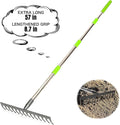 Joyhalo Rake for Leaves, 14 Tines Rakes for Gardening, Adjustable Length from 30.5 to 57 Inch Bow Rake, Metal Rakes for Gardening, Leveling, Loosening Soil