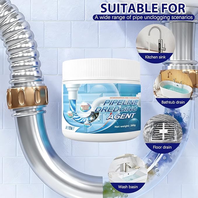 Sink Drain Hair Clog Remover Cleaner, Powerful Unclogging Sink Hair Cleaner, Bathroom Shower Pipeline Dredging Agent, Drain Opener for Kitchen (260g)