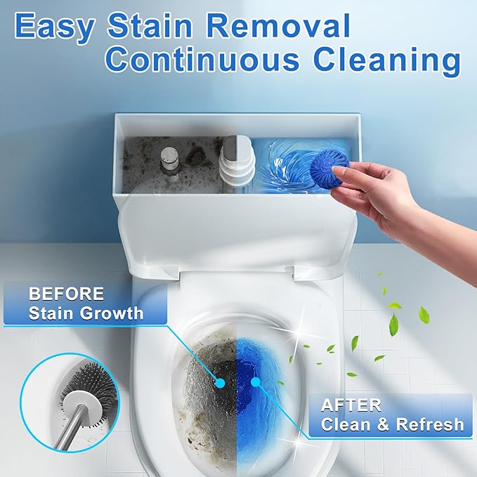 Toilet Bowl Cleaners, Automatic Toilet Tank Cleaner Tablets, Blue Toilet Bowl Cleaner Tablets for Deodorizing & Descaling, Powerful Cleaning, Slow-Release Against Tough Stains 20 Pack