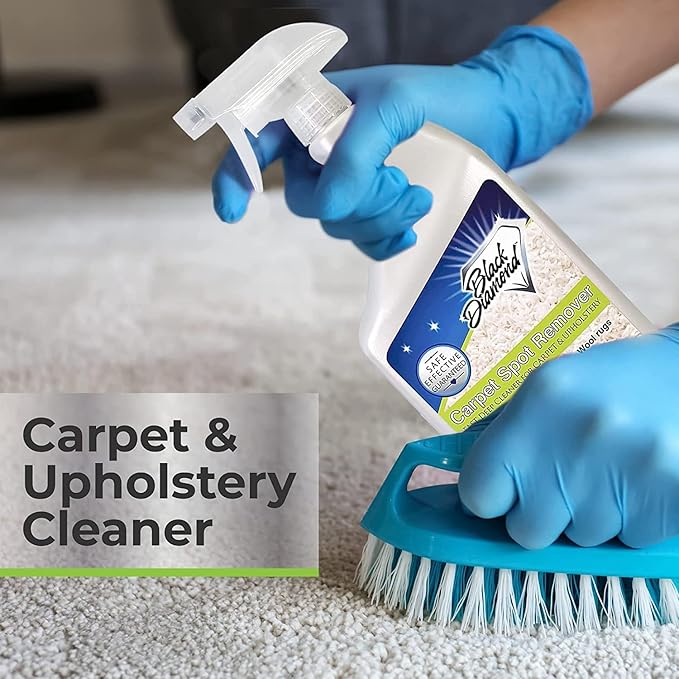 Black Diamond Stoneworks carpet and upholstery cleaner: this fast acting deep cleaning spot and stain remover spray also works great on rugs, couches, and car seats. (4-gallons)