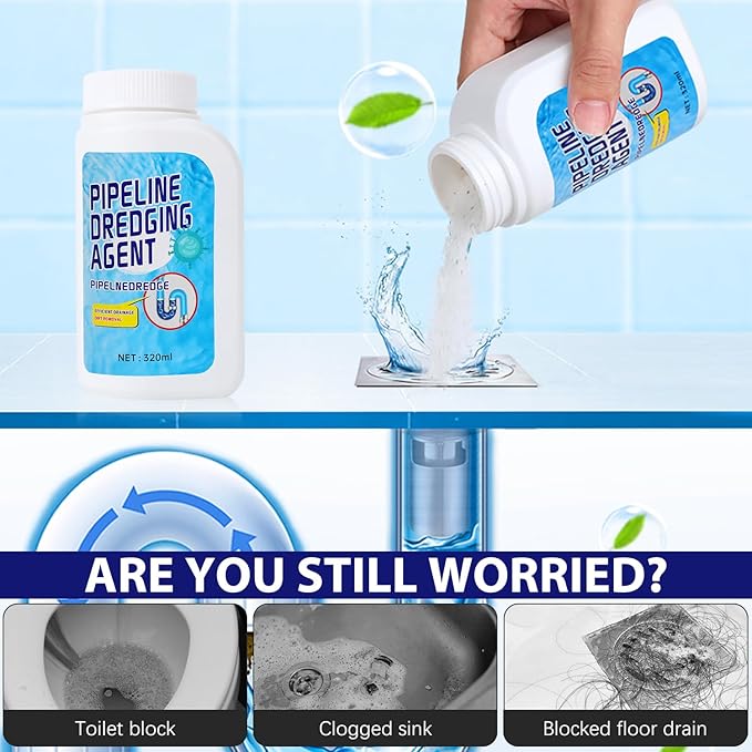 Pipeline Dredging Agent,Powerful Pipe Dredging Agent,Fast Foaming For Kitchen Toilet Pipeline Quick Cleaners,Unclog Toilet Clog And Kitchen Sink Pipe Unblocker Powder