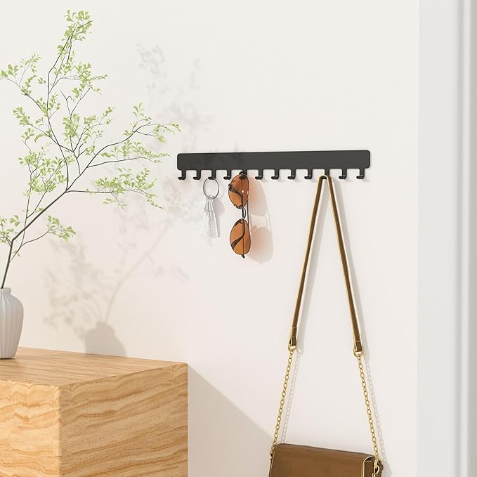 Necklace Holder - Hanging Jewelry Organizer, Self-Adhesive, Wall Mount, 2 PCS, Black