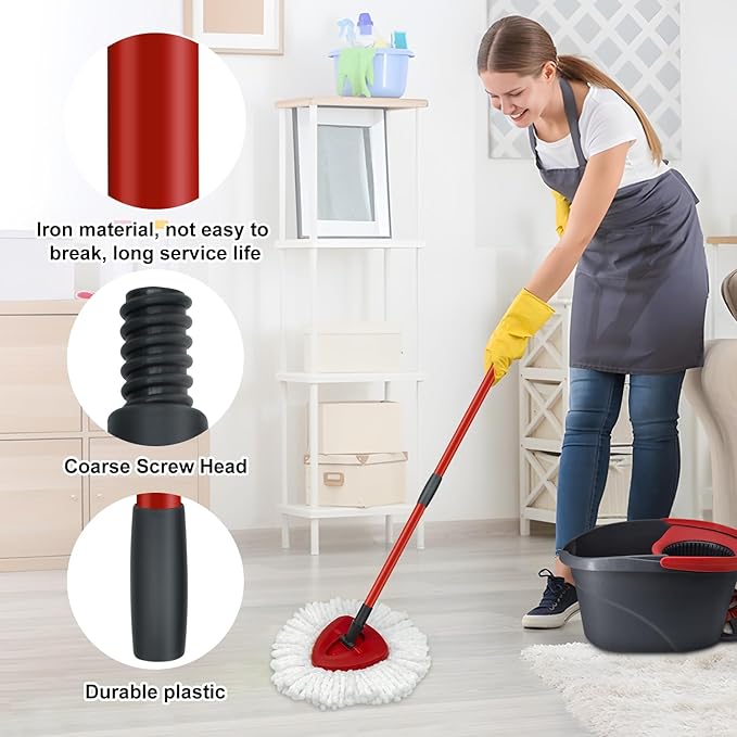 Mop Handle Replacement for Ocedar 4 Section Mop Replace Handle Compatible with O-Cedar Spin Mop Refills and Brooms ocedar Mop Stick for Floor Clean, 30" to 58", American Thread Joint
