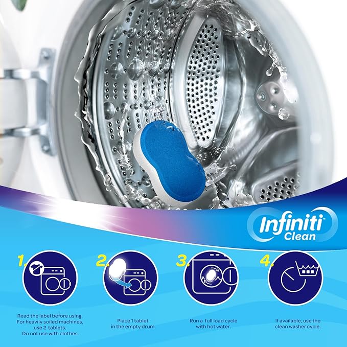 Washing Machine Cleaner Tablets 24 Pack - 16.9oz Washing Machine Cleaner Top Load, Septic Safe Washer Machine Cleaner Tablets, HE Washer Cleaner - 1 Year Supply