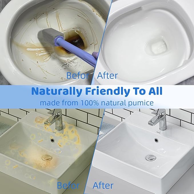Pumice Stone Toilet Bowl Cleaner,Bathroom Cleaner Brush Toilet Wand Refills with 30CM Long Handle for Remove Hard Water Stains with 1 Wand+ Pumice Stones (20 Pack)