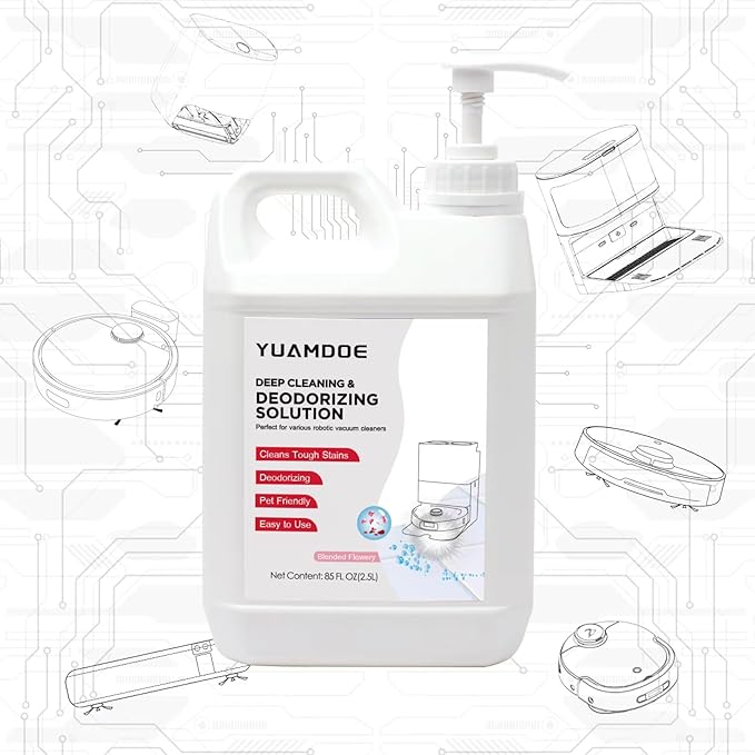 Deep Cleaning & Deodorizing Solution, 85 FL OZ/2.5L, Designed for Roborock, Compatible with Saros Series, S8 Series, S7 Series, Q Revo Series,Q Series, Blended Flowery