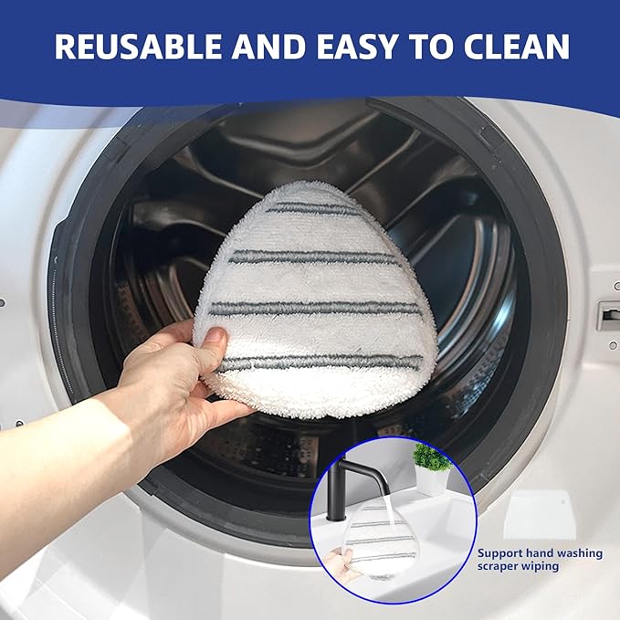 Flat Mop Head Replacements, Microfiber Mopping Pads Refills, 1-Pack Spin Mop Pads + 1 Plastic Pad &1 Scrape for Floor, Wall & Ceiling Cleaning - Fits EasyWring & RinseClean Systems