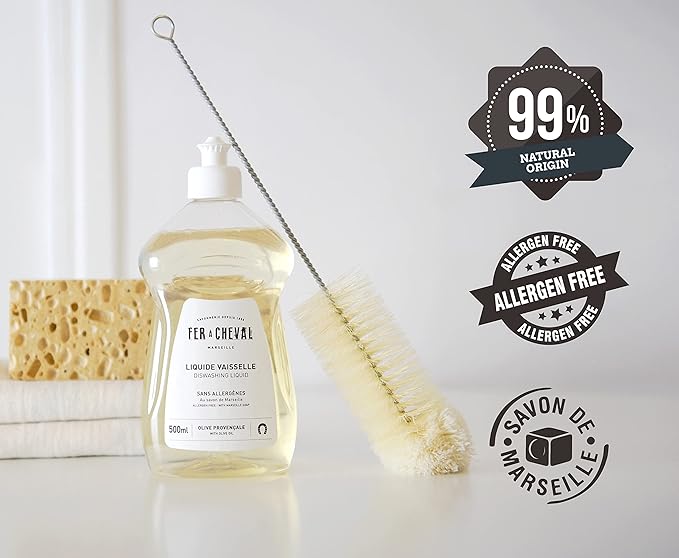 Fer à Cheval Marseille Dishwashing Soap, Olive Oil Based, Made in France - Liquid Dishwashing Soap, 500 ml/16.9 fl oz