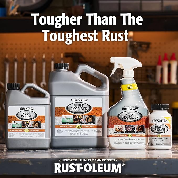 Rust-Oleum Rust Dissolver Trigger Spray Gel | Heavy-Duty Corrosion Remover for Metal Tools, Cars, Bikes, Grills, Bolts, Firearms & More | 32 oz | 6 Pack