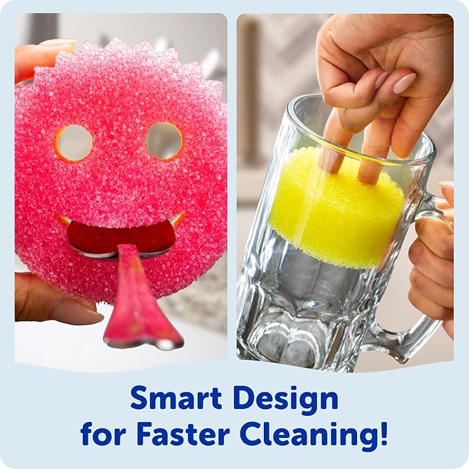 Scrub Daddy 4 Scrub Daddy Sponges & 4 Scrub Mommy Kitchen Sponges - Scratch-Free for Dishes & Multipurpose Cleaning - BPA Free & Made with Polymer Foam - Stain & Odor Resistant (8 Pack)