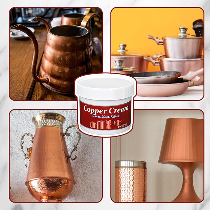 4 Pack Silver and Copper Cream Cleaner and Polish Cream 8 Ounce Each Metal Polish for Silver Copper Brass Jewelry Chrome Sink Silverware Cleaner Brass Tarnish Remover
