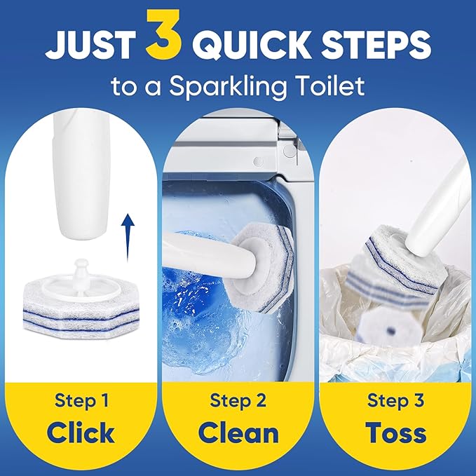 120Ct Aromative Toilet Brush Refills, Toilet Bowl Cleaner Refills, Double-Layer Cleaning Pads Added, Disposable Refill Heads for Toilet Bowl Cleaner Wands，Bulk （Patented）
