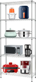 FDW 24" L×14" W×60" H Wire Shelving Unit Metal Shelf with 5 Tier Layer Rack Strong Steel for Restaurant Garage Pantry Kitchen Garage,Chrome