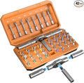 42-in-1 Magnetic Ratchet Screwdriver Set with Detachable T-Handle & Case, Multi-Bit Precision Driver Kit for Electronics, PC, Bicycle, Furniture Repair, Eyeglass, and DIY Gifts （Orange）