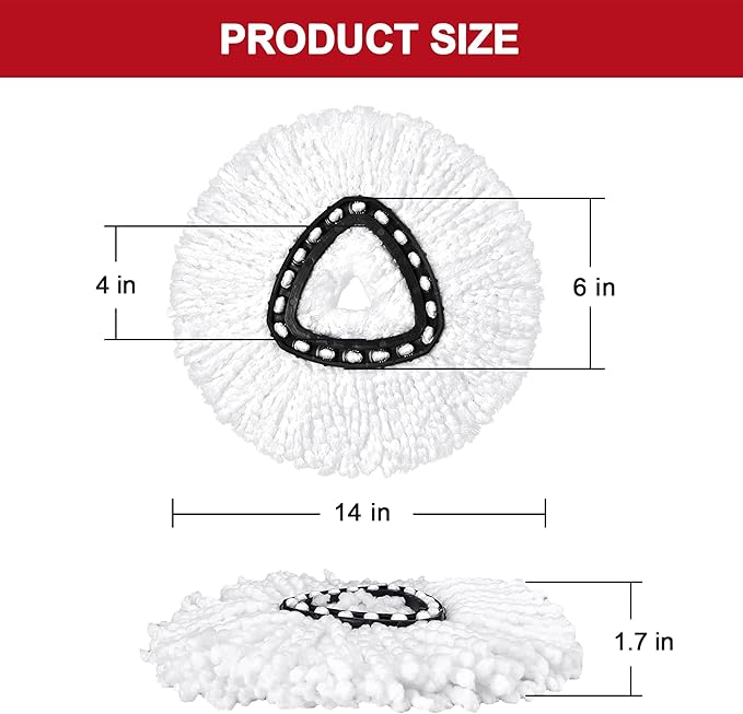 Mop Replacement Heads for O-Ceda Mop Replace Head EasyWrin Spin Mop Heads Replacements, Microfiber Spin Mop Refills, Easy Cleaning Mop Head Replacement (White-3 Mop Heads)