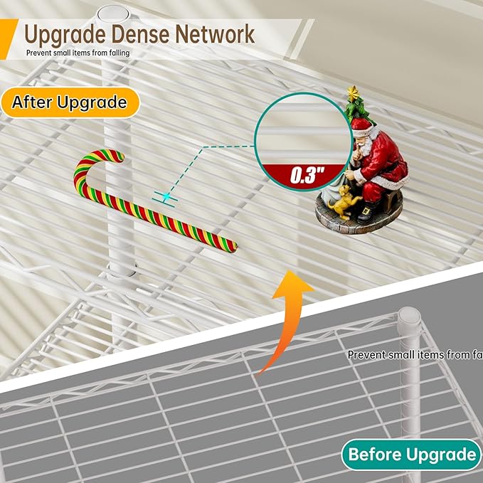 Golpart Small 6 tire Shelves Storage Wire Shelving Unit Metal Shelf Adjustable Organizers Storage Shelving for Bathroom Laundry Room Kitchen Pantry10”D x 16”W x 60”H White