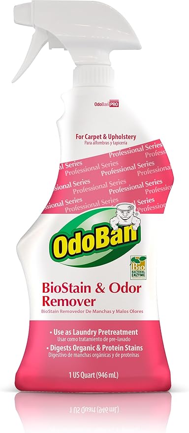 OdoBan Professional Cleaning BioStain and Odor Remover for Carpet and Upholstery, Made in the USA, 32 oz Ready-to-Use Spray 12-Pack