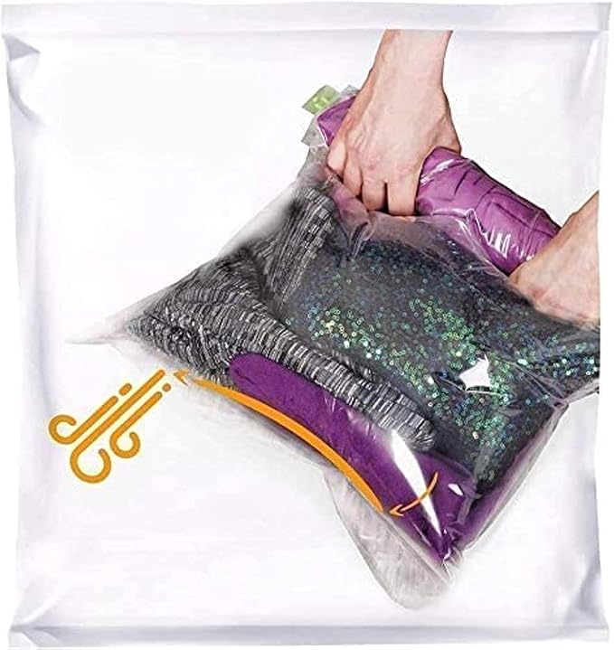 12 Space Saver Storage Bags for Clothes for Travel - Compression, no Vacuum Sacks - Luggage Accessories