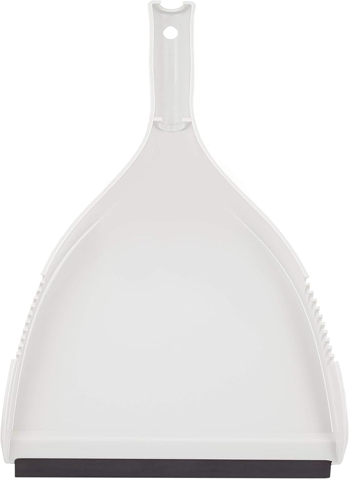 Superio Clip-On Dustpan - Heavy Duty Plastic, Easy Grip Clip-On Dust Pan with Rubber Edge, Detailed Sweeping Debris, Fits Standard Brooms Home & Commercial Dusting & Cleaning Tool, Grey