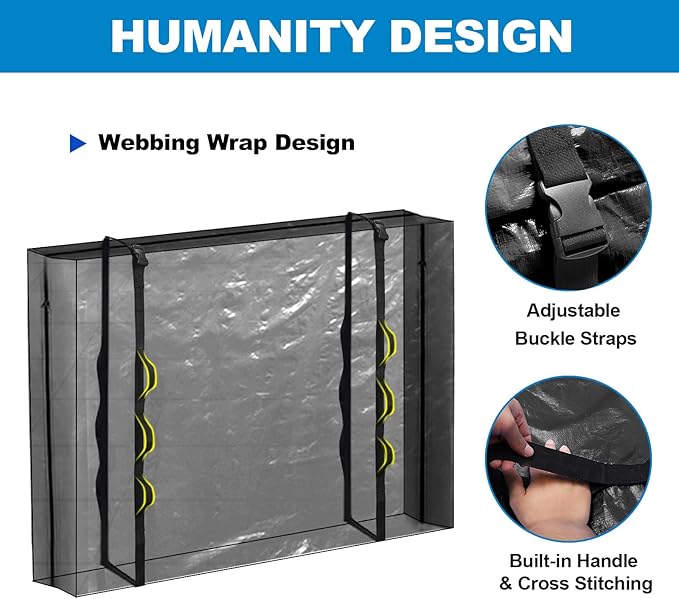 TICONN Mattress Bags for Moving, Heavy Duty Twin XL Mattress Cover Storage Bag with Full-Around Handle and Adjustable Buckles (Black, Twin XL)
