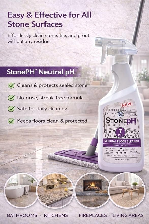 Natural Stone Cleaner - Limestone, Slate & Travertine Cleaner - Natural Stone Shower Cleaner For Marble - Concentrated PH Neutral Floor Cleaner Lavender (25 Fl. Oz)