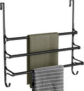 CANYAVE Over The Door Towel Rack, Over Door Towel Rack for Bathroom Door, Triple Towel Storage Holder with Hooks (Matte Black, 20.15" L)