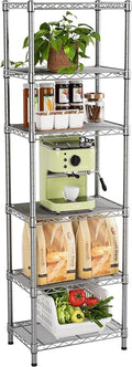 Golpart Small 5 tire Shelves Storage Wire Shelving Unit Metal Shelf Adjustable Organizers Storage Shelving for Bathroom Laundry Room Kitchen Pantry10”D x 16”W x 60.2”H Silver