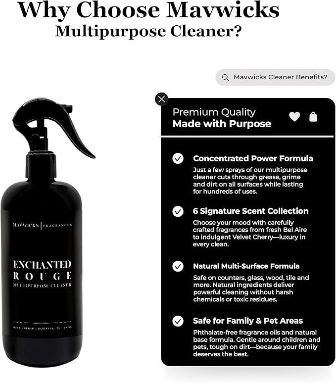 Fragrances All Purpose Cleaner Spray (Enchanted Rouge) 16 Oz – Multipurpose Surface Cleaning Spray for Kitchen, Bathroom, Floors and Counters, Home and Office, Natural and Non-Toxic