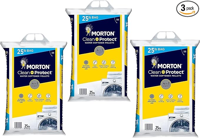 (3Pack) - 25lb Bags Morton Clean and Protect Water Softener Salt, Easy-Carry