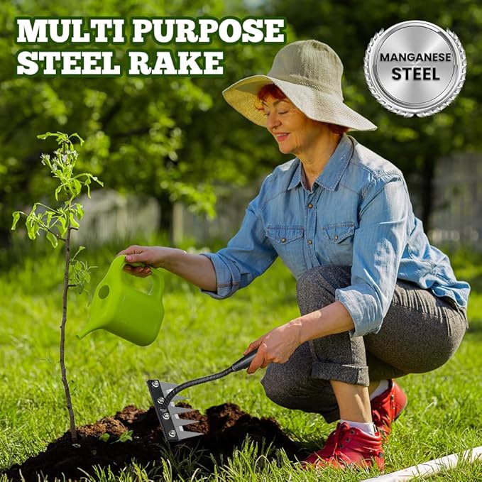 Detachable Gardening Hand Weeder Tool, Manual Weeder Claw Remover, Weed Puller Rake, Detachable Garden Hand Weeder Tool, Effective Uprooting for Lawn Garden Yard Vegetable Backyard Farm (7 Tines)