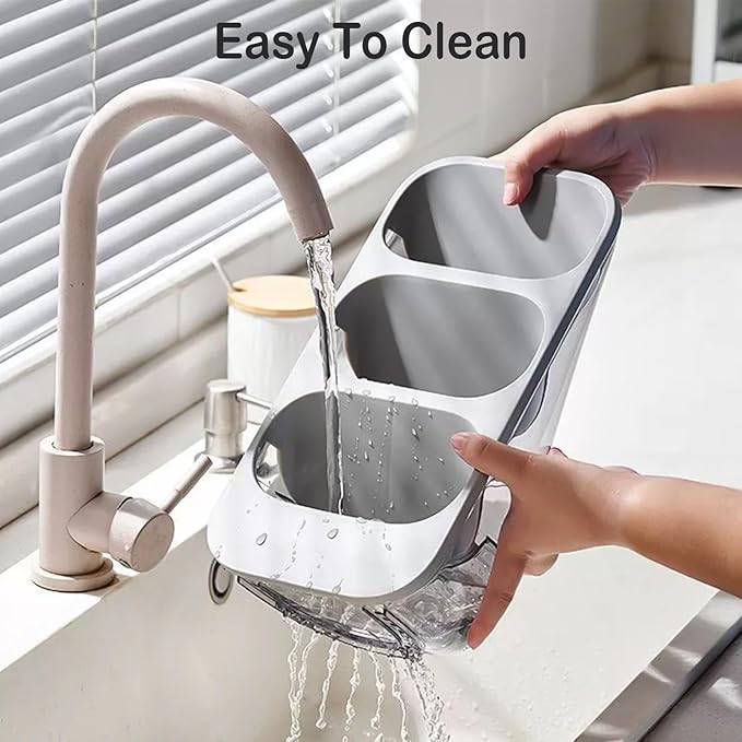 COVRA 3-Tier Large Capacity Kitchen Utensil Organizer – Minimalist Desktop Storage Box for Kitchen, Bedroom, Living Room & More (Gray)