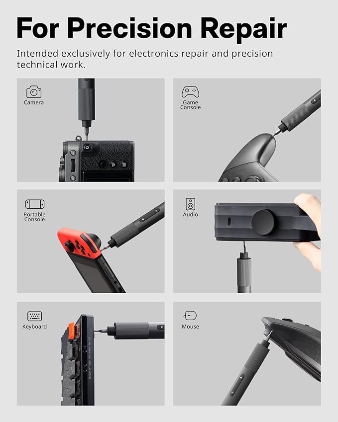 HOTO 25-in-1 Mini Electric Screwdriver, 3.7V Precision Screwdriver Set, USB-C Rechargeable, Compact Magnetic Tool for Phone, Laptop, Camera, DIY Projects, Electronics Repair