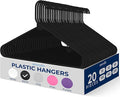 SereneLife Premium 20 Pack Plastic Hangers, Lightweight, Durable, Space Saving Clothes Organizers, Suitable for Shirts, Sweaters, Hoodies, Dresses, Kids Clothes, Good for Home Organization (Black)