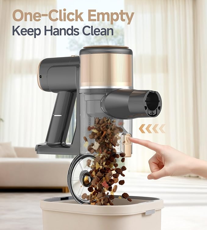 Hivroo N17 Cordless Vacuum Cleaner, Upgraded Lightweight Stick Vacuum for Home, 45mins Runtime, Powerful Suction, Self-Standing, Anti-tangle, Rechargeable Vacuum for Hard Floor Carpets Pet Hair (Gold)