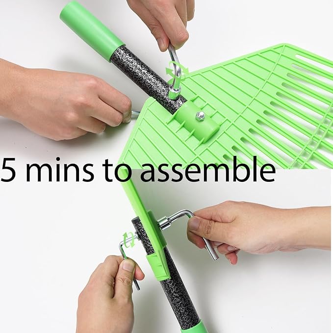 Plastic Rake for Leaves, 23 Tines 16" Wide Plastic Lawn Gravel Shrub Leaf Rake for Leaves and Grass, Thatch Garden Rakes for Yard Heavy Duty Long Handle 35-55"