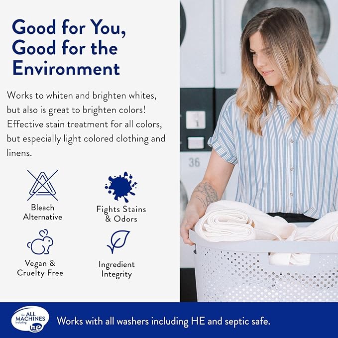 The Clean People Oxygen Brightener Stain Remover | Bleach Alternative, Simple Ingredients, Brightens Dull Whites AND Colors | 79 oz 2 Pack