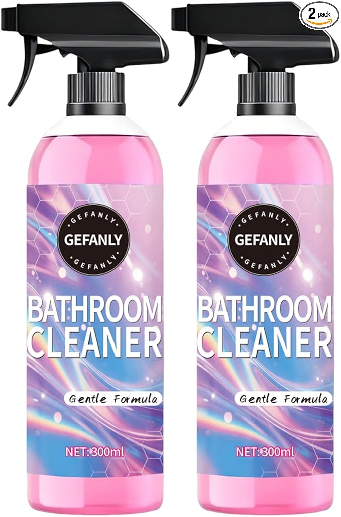 Gefanly Bathroom Cleaner, 20 Fl Oz Powerful Pink Bathroom Cleaner Spray, Bathrooms Descaler Foam Cleaners for Sink Tub Floor Tile (2pcs)