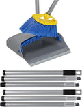 Broom with Dustpan Combo Set - Made in Italy, Broom and Dustpan Set with Long Handle | Durable Dust Pan & Broom Set for Home, Office & Commercial Cleaning