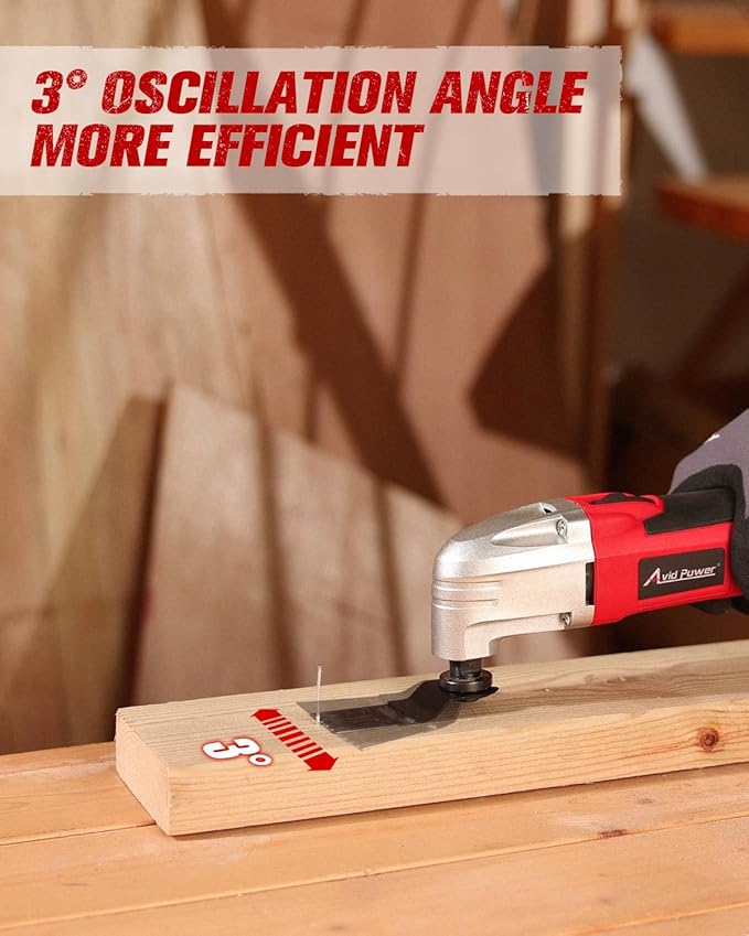 AVID POWER Oscillating Tool, 22000 OPM Electric Oscillating Multi Tool with 3°Oscillation Angle, Cutting, Sanding, Grinding, Scraping, 11 Accessories & Universal Interface-Red