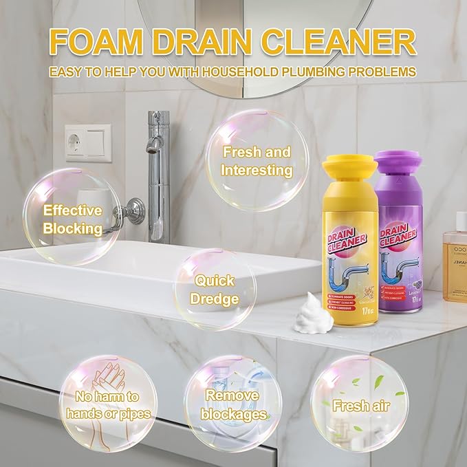 Drain Cleaner Foam, Foaming Drain Cleaner, Floral Sink Cleaner and Deodorizer for Kitchen Sinks, Shower Drains, Tubs. 1pcs, Floral